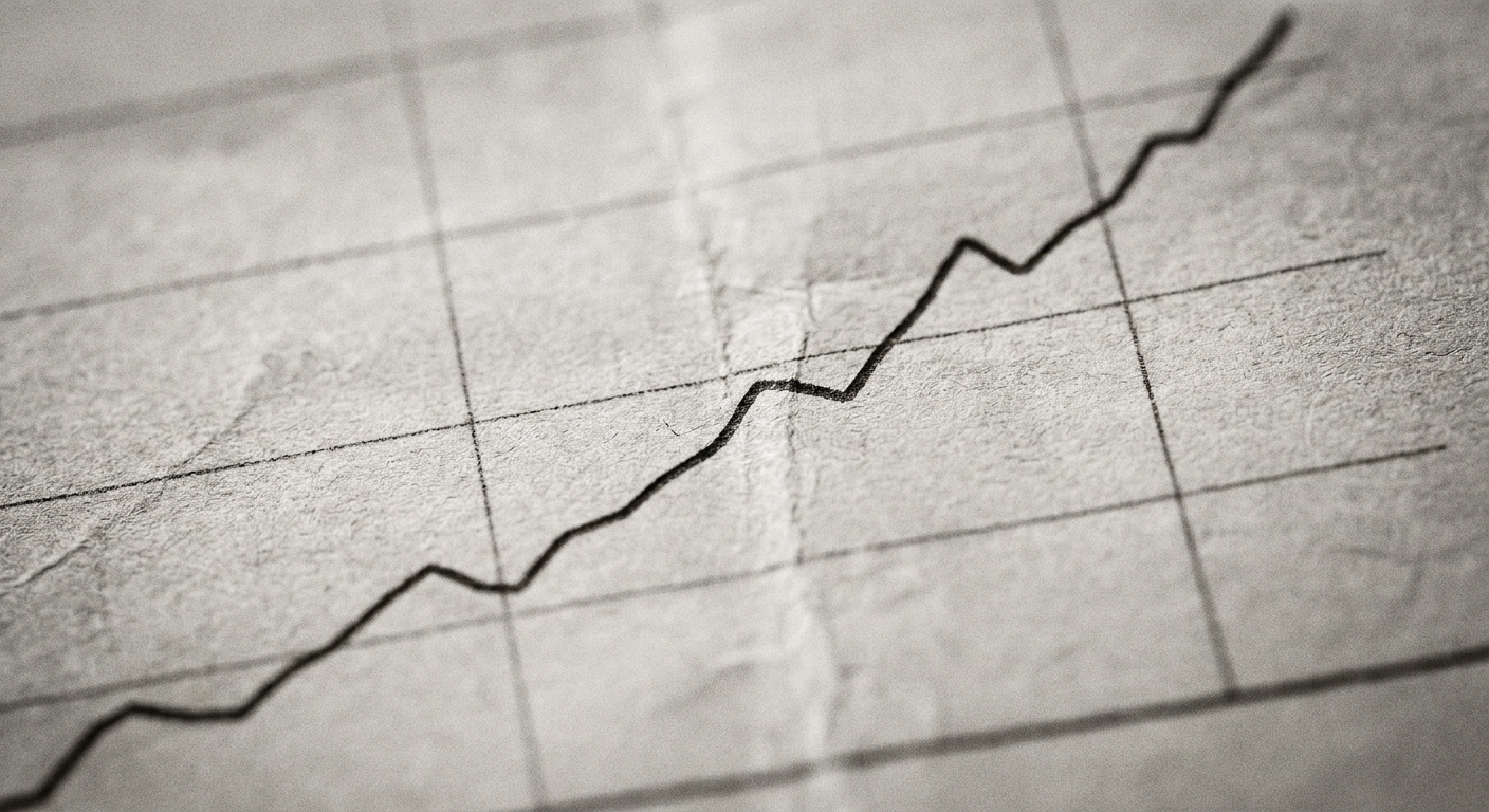 Graphique abstrait montrant une courbe montante sur fond sombre