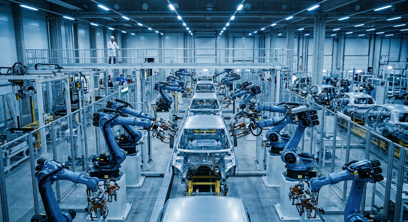 Ligne de production automatisee dans une usine europeenne