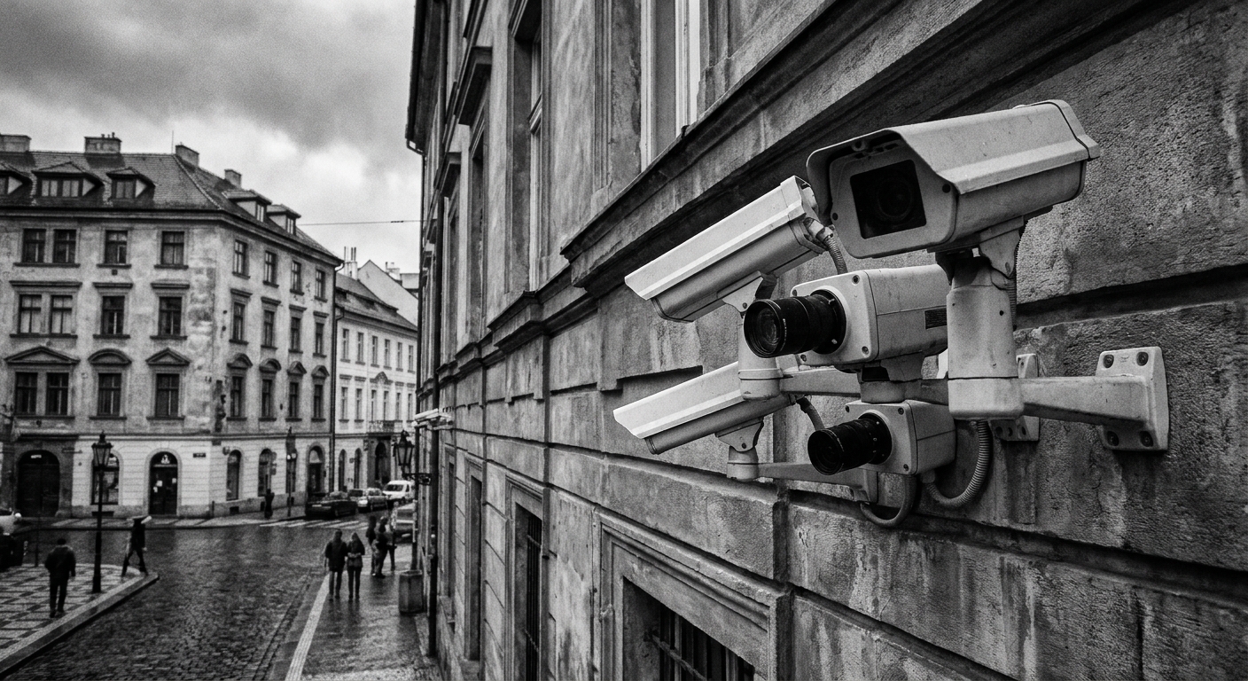 Cameras de surveillance sur une facade urbaine europeenne